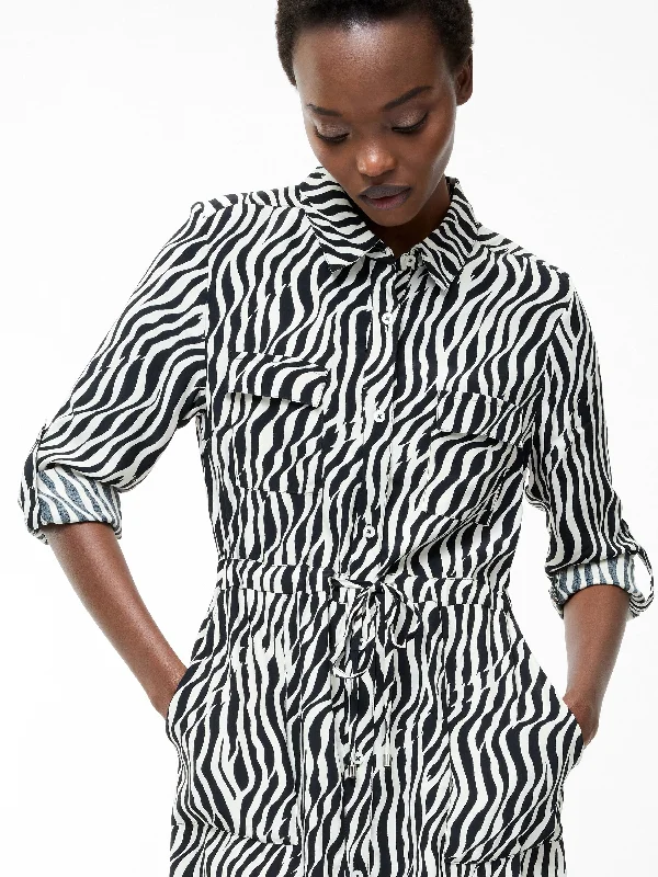 Plaid midi dresses for a fall - themed family gathering Seine Zebra Tie Shirt Dress