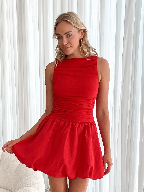 Mini dresses with cold - shoulder designs Alleine Dress - Red