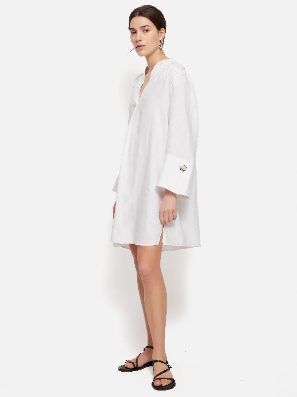 Shift Women Dress with a Simple and Classic Design for Everyday WearLinen Kaftan Dress | White