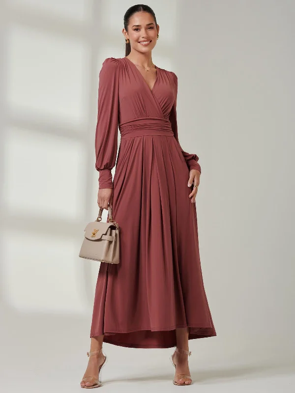 Maxi dresses with off - the - shoulder styles for a romantic and breezy lookLong Sleeve Super Soft Jersey Maxi Dress, Rusty Red