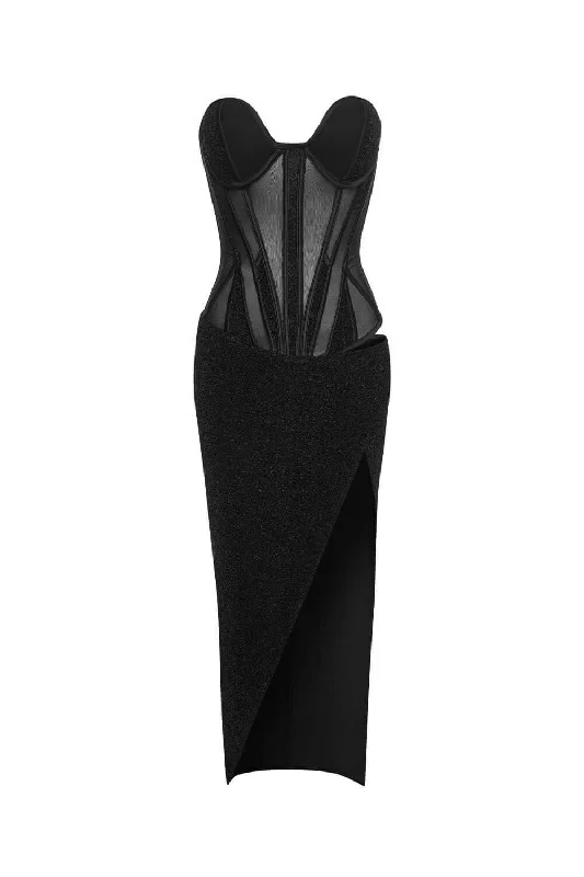 Plaid midi dresses for a fall - themed family gatheringAlena Bodycon Chest Cup Mesh Midi Dress