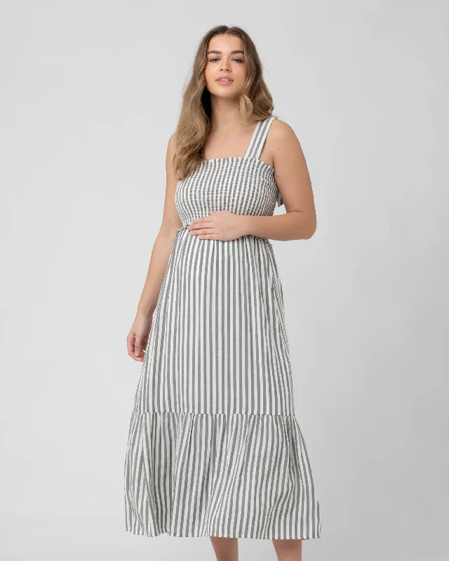 Midi dresses with button - front designs for a classic touchOllie Smocked Dress  Black / White