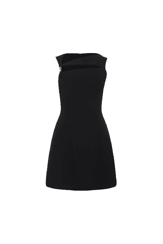 Mini dresses with beaded embellishments for a fancy eventAraceli A-line Asymmetric Neck Crepe Mini Dress