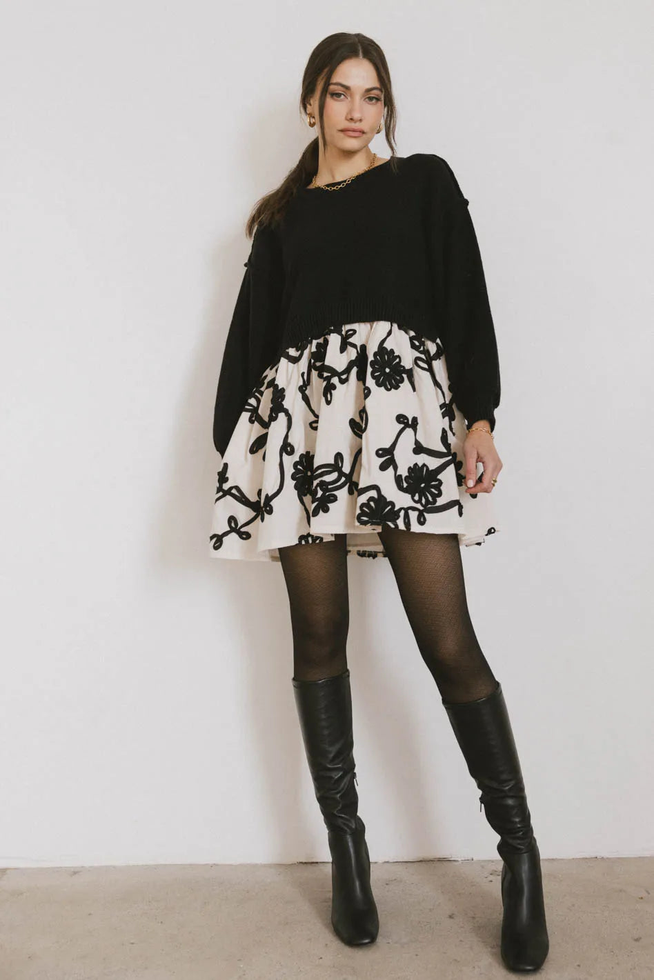 Metallic mini dresses for a glamorous eventPetra Floral Sweater Dress