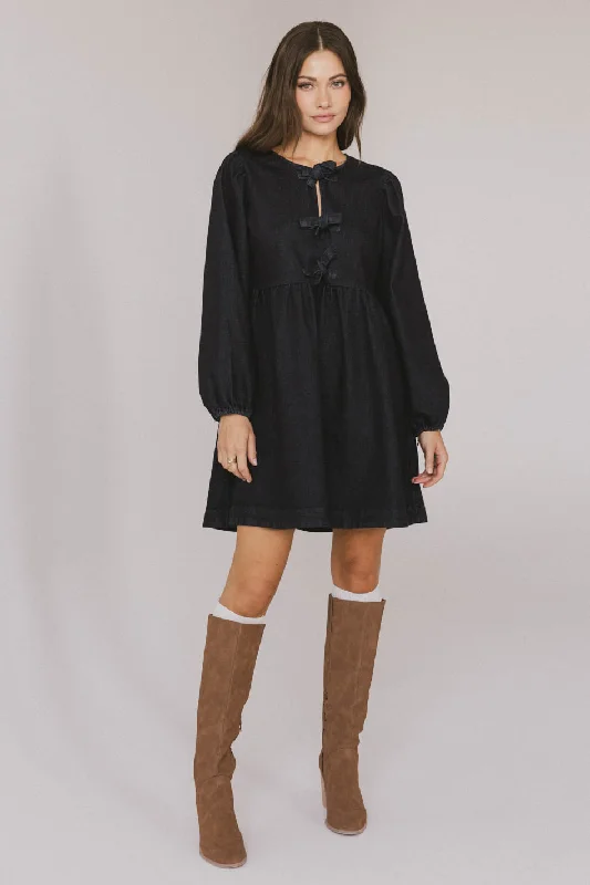 Mini dresses with halter necks for a stylish choiceTyler Peplum Mini Dress in Dark Wash