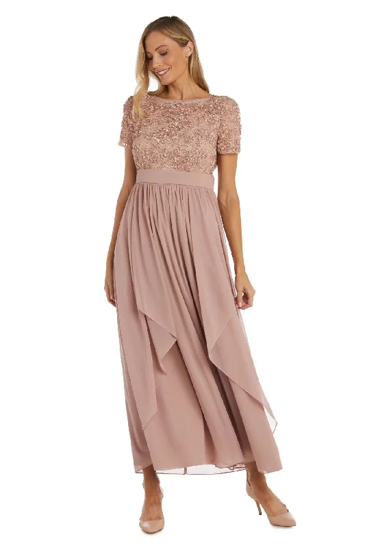 Wedding guest dresses with tassel - adorned belts and A - line skirtsR&M Richards 5516 Short Sleeve Mother Of The Bride Dress