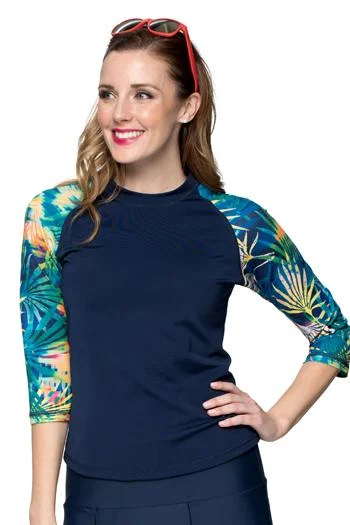 Women's Strapless Swim Tops with Silicone Grip in Red for a Secure and Stylish Poolside LookBaseball Babe Inspired Long 3/4 Sleeve Rash Guard Swim Shirt - Chlorine proof