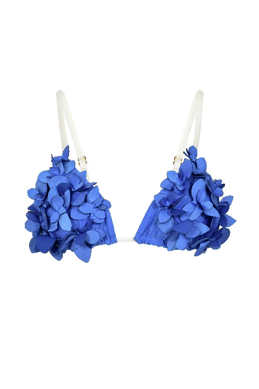 Plus Size Women's Ruffled Bikini Tops in Floral Print for a Feminine Beach LookTop Blue Dichotomy